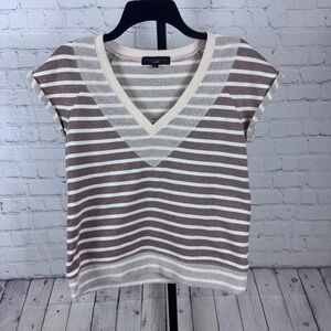 Sanctuary Striped V-Neck Cuff Sleeves Top Size XS